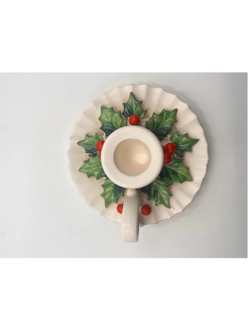 Vintage Holt Howard 1962 Holly Berry Candle Holders Pair Christmas Chamberstick